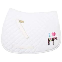 TuffRider I Heart Pony Girl Saddle Pad -Weatherbeeta Store 100749 JPC TuffRider I.Heart .Pony .Girl .Saddle.Pad White