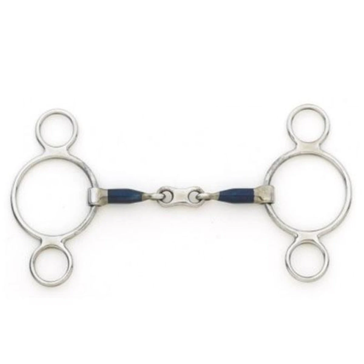 Centaur Blue Steel 2 Ring French Link Gag Bit 1 Centaur Blue Steel 2 Ring French Link Gag Bit