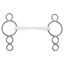 Duo Show Jumping Bit “Vienna” 16 Mm Side Parts 2 Rings Bottom – Plastic White, Size 125 Mm