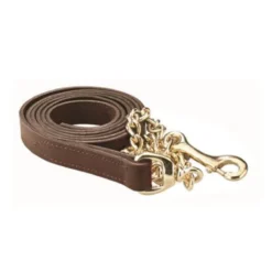 Perri's 1" Leather Lead With Chain -Weatherbeeta Store 420 Perris 1.inch .Leather.Lead .w.Chain Havana.w.Brass Front