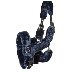Equiline Terris Sheepskin Shipping Halter -Weatherbeeta Store Equiline Navyblue Fleece shipping halter
