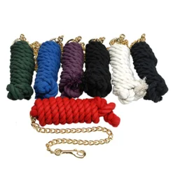 Cotton Lead Rope With Brass Plated Chain And Snap