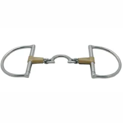 Metalab Jointed Rawhide Leather With Quarter Moon D-ring Snaffle Bit