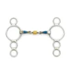 Centaur Blue Steel 3-Ring Gag Bit With Loose Brass Roller Disks